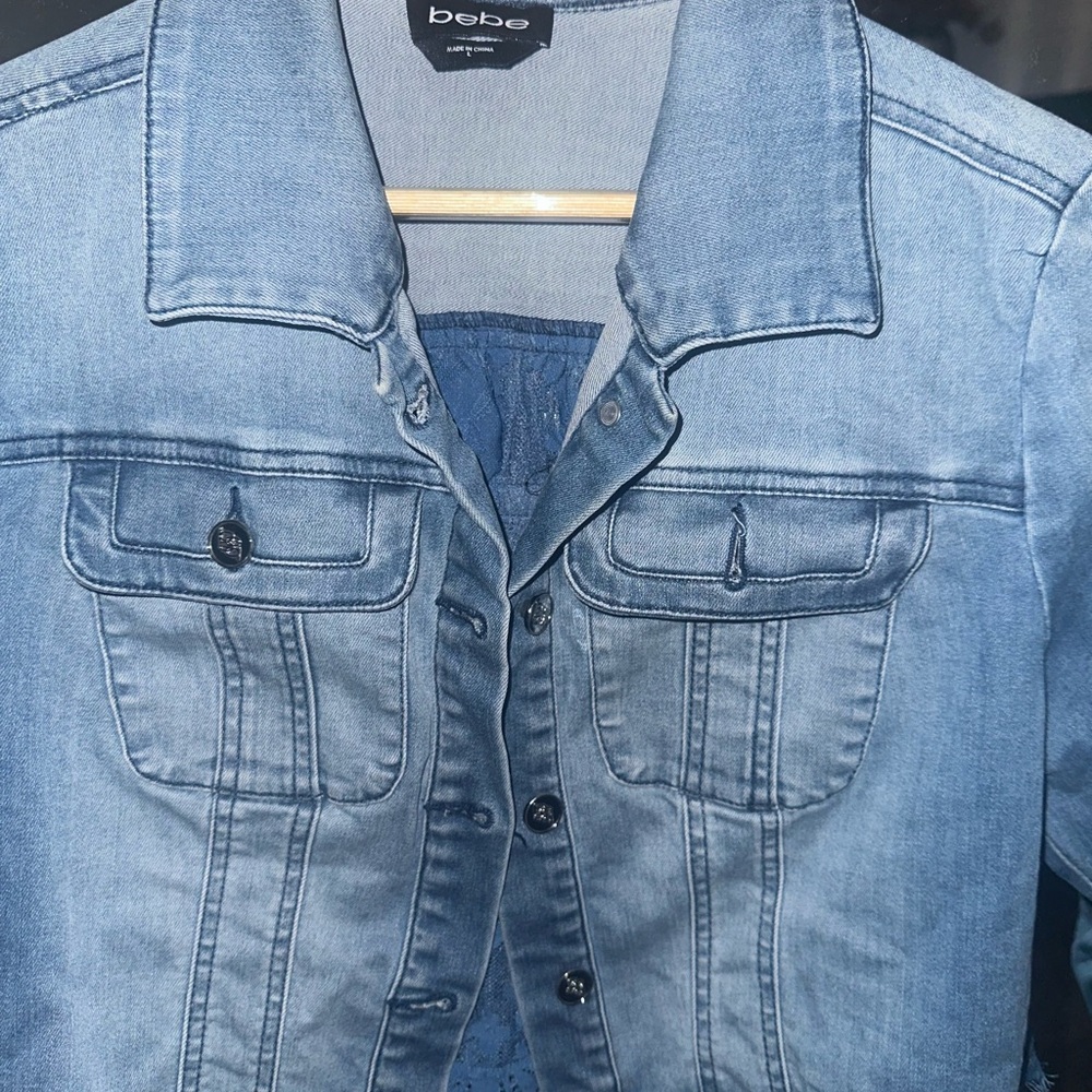 BEBE BLUE JEAN JACKET LARGE - Picture 3 of 5